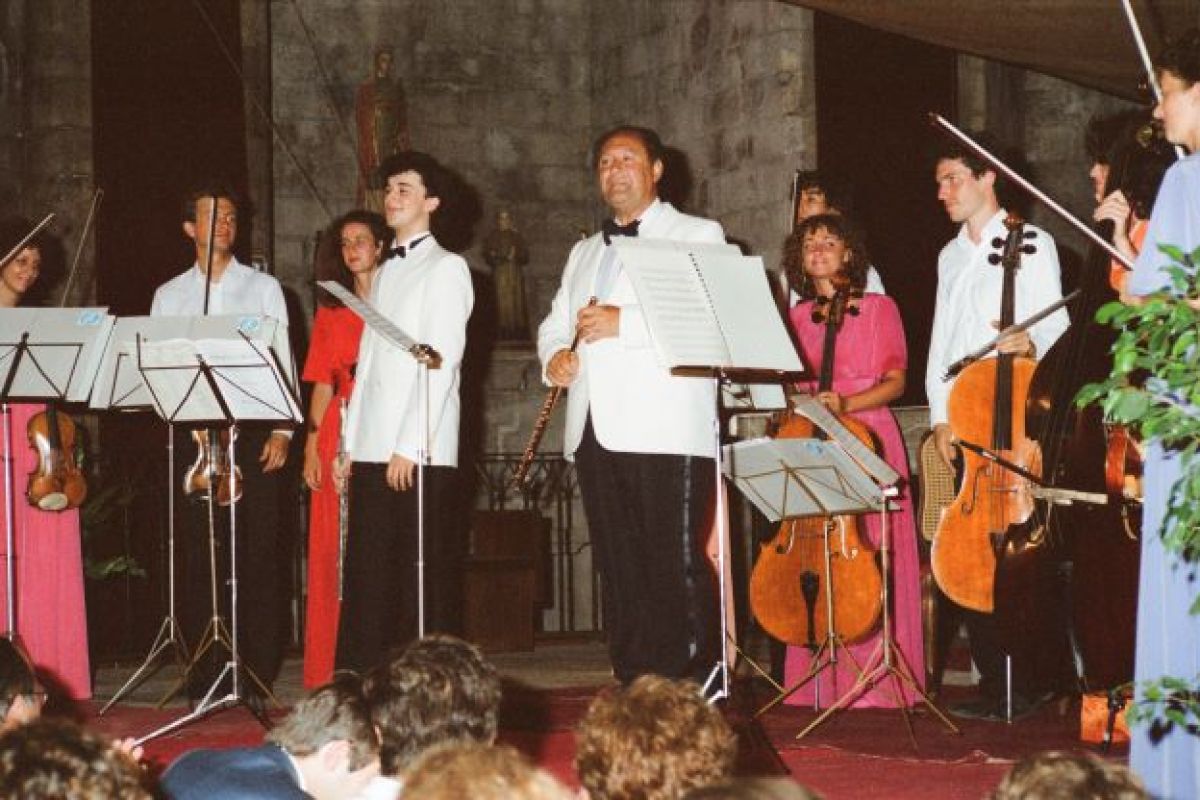 1985. The Guildhall String Ensemble de Londres, David Takeno, Jean-Pierre Rampal, Vicenç Prats